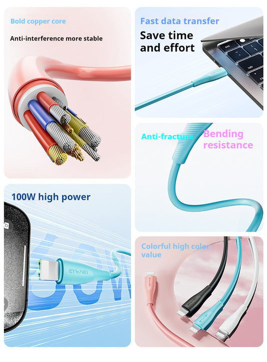 AWEI USB-A To LIGHTNING Fast Charging Cable 1m